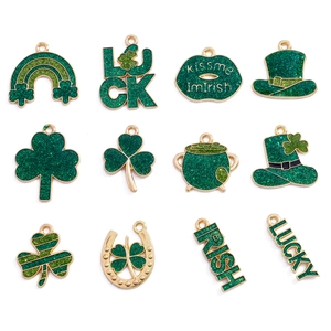 12 stuks St. Patrick's Day klaver hangers van legering voor DIY-sieradenset