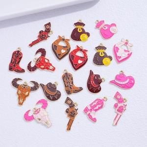 Enamel Western cowboy charms collection including boots and hats for DIY jewelry