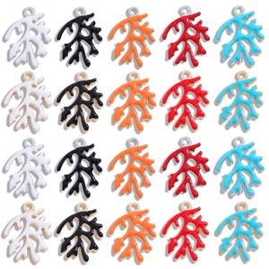 Pendentifs en Alliage en Forme de Corail Marin Charmes Émaillés Colorés Goutte d'Huile pour Fabrication de Bijoux Collier Bracelet DIY