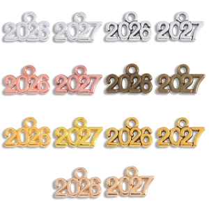 Colgantes de Aleación Vintage Número de Año 2025 2026 2027 Para Creación de Joyas DIY Collares Pulseras Dijes Regalo de Graduación Año Nuevo