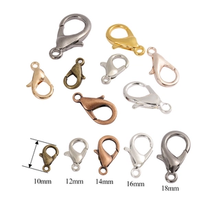 Zinc alloy lobster clasps in multiple sizes and metallic colors for jewelry DIY