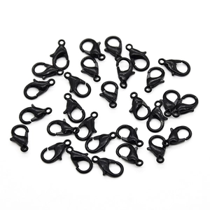 Bulk set of black zinc alloy lobster clasps for DIY necklace and jewelry making