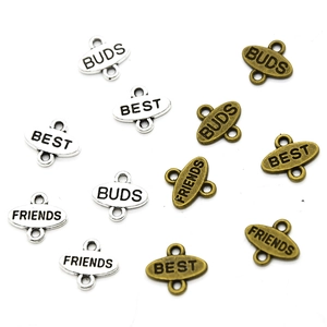 Connecteurs en alliage de zinc gravés Best Buds Friends pour bijoux d'amitié DIY