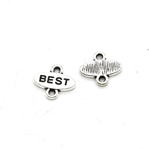 Connecteur de pendentif alphabet BEST en alliage de zinc avec finition argent antique