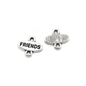 Charm connecteur Friends en alliage de zinc argenté vintage avec double trous pour bijoux