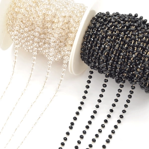 Faceted Crystal Bead Copper Chain For DIY Jewelry Making Handmade Necklace Bracelet Earrings Accessory Beaded Chain Material
