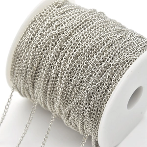 Silver DIY jewelry extender chain roll, 3x4mm iron metal link necklace materials