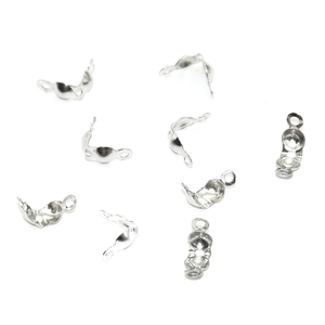 Polished silver DIY metal folding crimp bead covers for handmade jewelry making