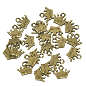 Pendentifs couronne en bronze vintage avec gravure princess pour bijoux faits main