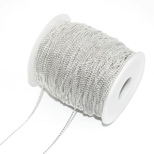 Silver metal ball chain spool for DIY jewelry making with polished round bead links