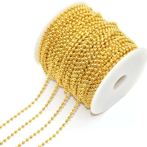 Polished golden metal ball chain spool for jewelry making and DIY crafts 1.5mm to 2mm