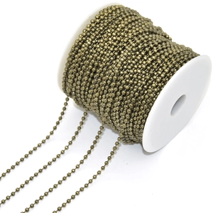 Antique bronze metal ball chain roll on white spool for DIY jewelry and necklaces