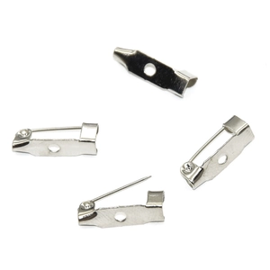 Set of 4 silver stainless steel safety pin brooch bases for DIY jewelry making and badges