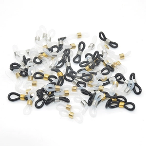 Silicone rubber connectors with adjustable metal coils for non-slip eyewear chains