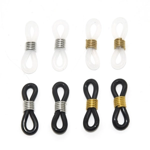 Silicone anti-slip connectors for glasses chains with gold and silver metal spring coils