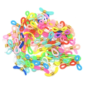 Colorful rubber silicone connectors for glasses chain with adjustable metal coils