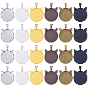 Cat ear pendant trays in six finishes for DIY necklaces with 25mm round base