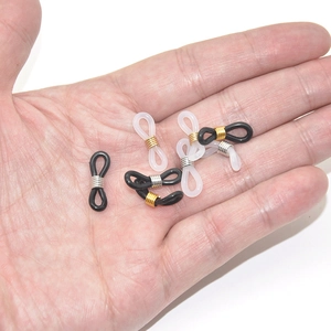Silicone rubber anti-slip eyeglass chain connectors with adjustable metal coils in hand
