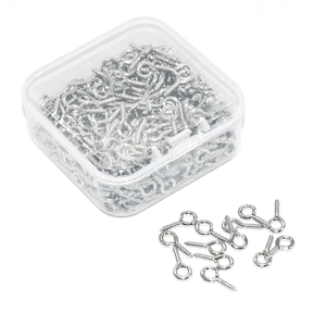 Bulk silver eye pins screws set in clear plastic box for DIY jewelry making accessories
