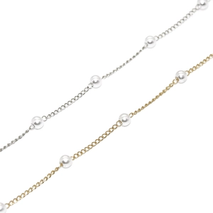 Catene minimaliste in oro e argento per gioielli fai-da-te con perle bianche tonde