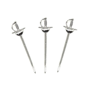 Three-piece set of silver alloy sword pendants for DIY jewelry and bookmarks