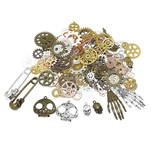 Steampunk Gear Skull Skeleton Hand Metal Pendants Antique Bronze Silver Gold Alloy Charms For DIY Jewelry Making Crafts