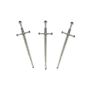 Three medieval style vintage silver sword charms for DIY jewelry and bookmark crafts