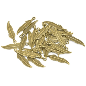 Pendenti a piuma in bronzo vintage per creazione di gioielli fai da te in lega di zinco