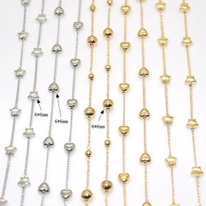 Gold and silver eyeglass chains with 6mm star, heart, and ball charms for jewelry DIY