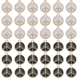 Peace Sign Alloy Enamel Pendants For DIY Necklace Bracelet Jewelry Making Supplies Vintage Gold Plated Round Charms