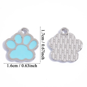 Sky blue enamel paw print alloy charms for DIY necklace and bracelet jewelry making