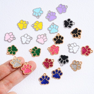 Cute enamel animal paw charms for DIY jewelry making in multiple vibrant colors