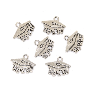 Antique silver graduation cap charms in alloy with 2022 and 2023 year engravings