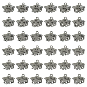 Vintage Antique Silver Alloy Graduation Cap Doctoral Hat Charms Pendants With Year 2022 2023 For DIY Jewelry Making
