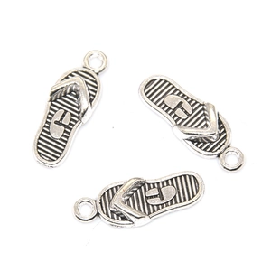 Three silver alloy flip-flop charms for DIY jewelry pendants and necklace accessories