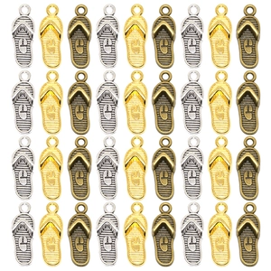 Vintage Zinc Alloy Flip Flop Charms For DIY Necklace Bracelet Slipper Pendants Jewelry Making Accessories Electroplated Ornaments