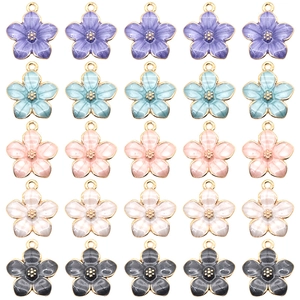 Breloques en Forme de Fleur de Cerisier Sakura en Alliage de Zinc Émaillé pour DIY Collier Bracelet Boucle d'Oreille Bijoux
