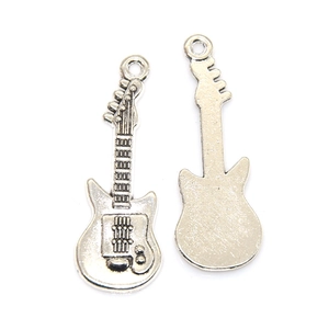 Antique silver electric guitar pendants with hanging rings for DIY jewelry making