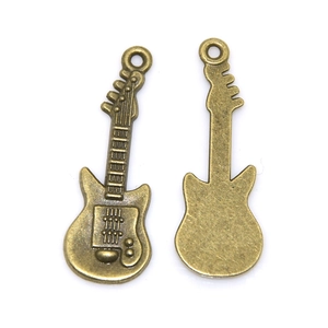Vintage bronze guitar pendants for DIY jewelry making necklaces and keychains