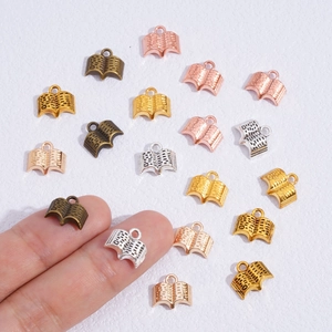 Mini colgantes de libro vintage en aleación oro plata y bronce para joyería artesanal DIY