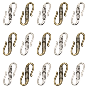 Vintage S-Shape Zinc Alloy Connectors S-Hook Clasps With Carved Texture For DIY Jewelry Necklace Bracelet Making Antique Silver Bronze Findings