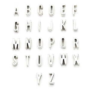 Silver finish 26 uppercase English alphabet metal charm set for DIY jewelry making