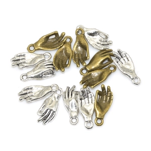 Vintage alloy OK hand gesture charms in bronze and silver for DIY jewelry making