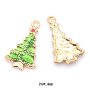 Christmas tree alloy enamel pendant charm with 24x14mm size for DIY jewelry making
