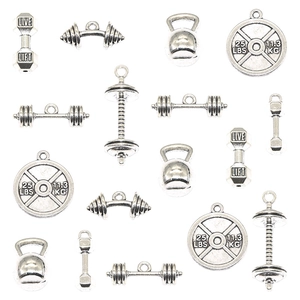 Vintage Legierung Fitnessgeräte Hantel Kugelhantel Hantelscheibe Anhänger Für Halskette Armband DIY Schmuckherstellung