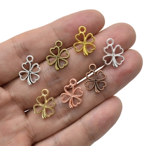 Lucky four-leaf clover alloy charms in various colors for DIY jewelry making