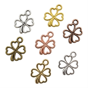 DIY retro alloy lucky four-leaf clover charms in seven mixed metallic color finishes