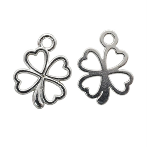 Retro silver clover alloy charms for DIY necklaces and bracelets in a set of two pieces