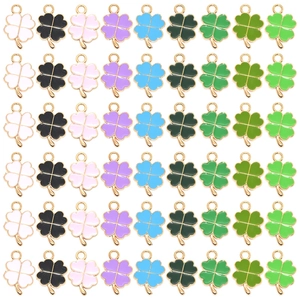 Pendentifs Trèfle à Quatre Feuilles en Alliage Émaillé Accessoires de Bijoux DIY pour Collier Bracelet Femme Charms