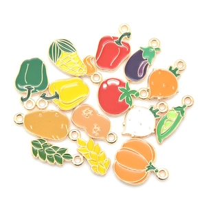 Assorted enamel vegetable charms with gold plating for DIY jewelry making